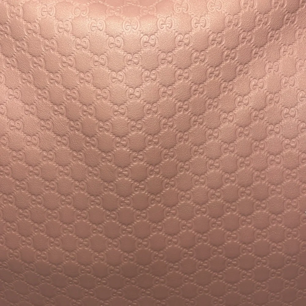Gucci GG Microguccissima Monogram Bree Pink Leather Hobo Zip Shoulder Bag Purse